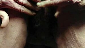 granny oma fucks her hairy pussy deep with huge dildo