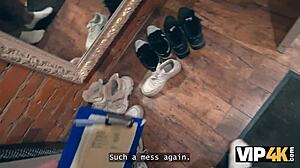 vip4k. slutty teen debtor pays debt stuffing natural small tits tight pussy and asshole