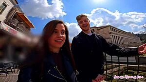 Horny Greek Couple's Kinky Pov Shower Fuck Splashes Color