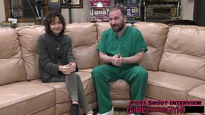 brooklyn rossi's first gyno exam spreads shaved pussy wide