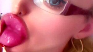 sissy doll turns bimbo with huge pink lipstick lips