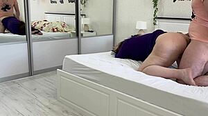 Mature Stepmom Exposes Tits Masturbates Stepson's Cock Then Takes Anal