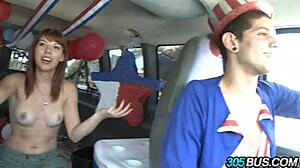 Redhead Delila Darling Sucks and Fucks for Cash on Public Bus Ride