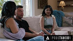 Lulu Chu Shocked By Neighbors Seth Gamble and Kimmy Kimm's BDSM Sex Tape with Rough FFM Threesome Doggystyle Deepthroat Face Fucking