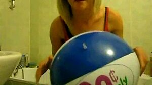 sophie i meant balloons... fingering my hairy pussy with toys in bathroom webcam