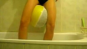 sophie i meant balloons... fingering my hairy pussy with toys in bathroom webcam