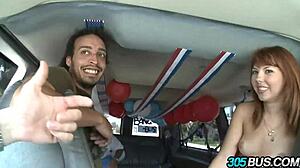 Redhead Delila Darling Sucks and Fucks for Cash on Public Bus Ride