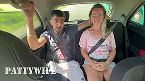 blonde wife takes bbc in back seat while cuckold hubby drives car