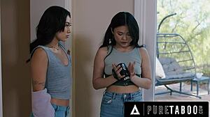 Lulu Chu Shocked By Neighbors Seth Gamble and Kimmy Kimm's BDSM Sex Tape with Rough FFM Threesome Doggystyle Deepthroat Face Fucking