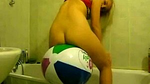 sophie i meant balloons... fingering my hairy pussy with toys in bathroom webcam