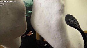 German femdom humiliates with stinky socks and feet POV