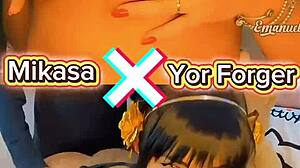 yor forger mikasa cosplay babes flash huge tits bend over