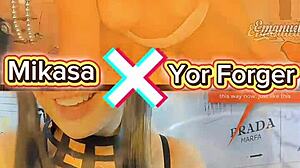 yor forger mikasa cosplay babes flash huge tits bend over