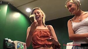 college blonde taylor raz shoves dildo deep in shaved pussy backstage