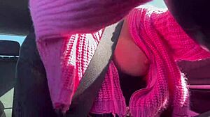 ITALIANA ARTEMISIA flashes JUICY TITS on sexy car ride!