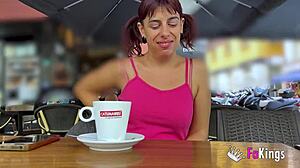 nora martin flashes big body nude in public seville before rough outdoor fuck