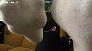 German femdom humiliates with stinky socks and feet POV