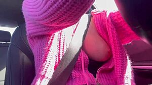 ITALIANA ARTEMISIA flashes JUICY TITS on sexy car ride!