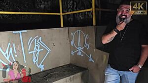 Monica Lima hotwife flashes public square then takes all cocks