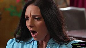 Tiny Lesbian Teen Seduces Stepmommy Beauty