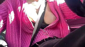 ITALIANA ARTEMISIA flashes JUICY TITS on sexy car ride!