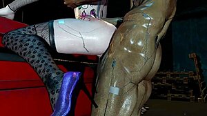 cyberpunk tattooed slut's tight asshole creampied doggystyle in public park