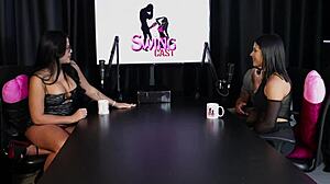 val mineirinha strips bares tits pussy licked in swing