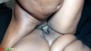 big ass ebony mommy bends over chubby tits shake during wet massage sex