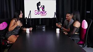 val mineirinha strips bares tits pussy licked in swing