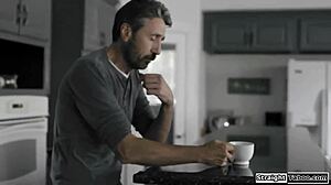 stepdad bends over latina stepdaughter for rough spanking and old-young pussy punishment