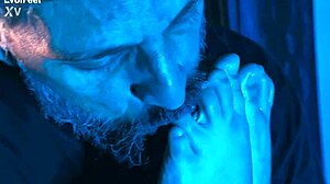 getting up close sniffing artemis' sweaty nylon feet toes