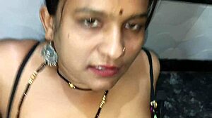 indian couple getting frisky with kitchen fun together