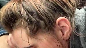 Whoa, hooker slurps every cum drop off customer's throbbing dick post-blowjob!