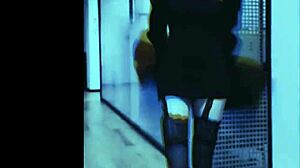aesthetic babes tease in leather stockings on cam