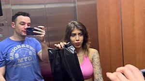 nympho latina in pink lingerie earns creampie after wild sex shop fuck