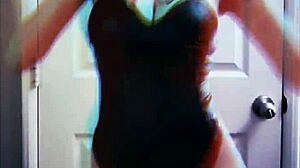 aesthetic babes tease in leather stockings on cam