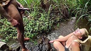 Pornstar Chokes on Deepthroat Anal at Waterfall Public Fuck