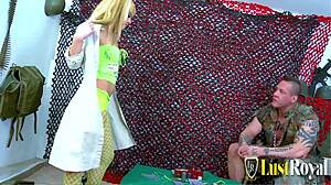 sexy skinny teen jakeline rides soldier cowgirl then missionary pound