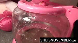 sheisnovember screams from brutal anal drill in shaved ebony pussy doggystyle