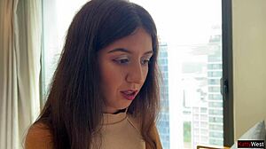 girl gripes about noisy neighbor fucking then takes his rough doggystyle pounding homemade