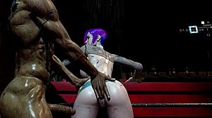 cyberpunk tattooed slut's tight asshole creampied doggystyle in public park