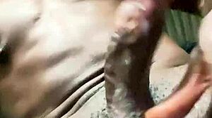 i got so horny stroking my big black cock till i milked it dry