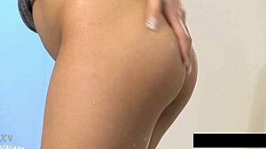 Naughty Adele Squirts from Pissing Before Cum Mouthful Close-Up