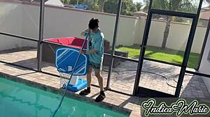 Pool Boy Pounds Busty Indica Marie And Essie