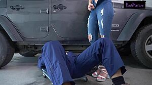 HORNY BLONDE MILF PUSSY PAYS FOR CAR REPAIR DISCOUNT!