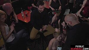 public slut sucks cock before anal sex with voyeurs watching.