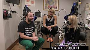 channy crossfire kneels sucking before cum blast backstage