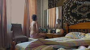 Watch my best cute Russian wife in bedroom roleplay dress