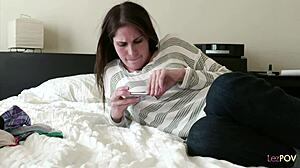 Blonde lesbo's ass eaten and roughly anal fingered by pouncing brunette