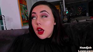 Perky boobs babe fingers shaved pussy while giving dirty JOI instructions.